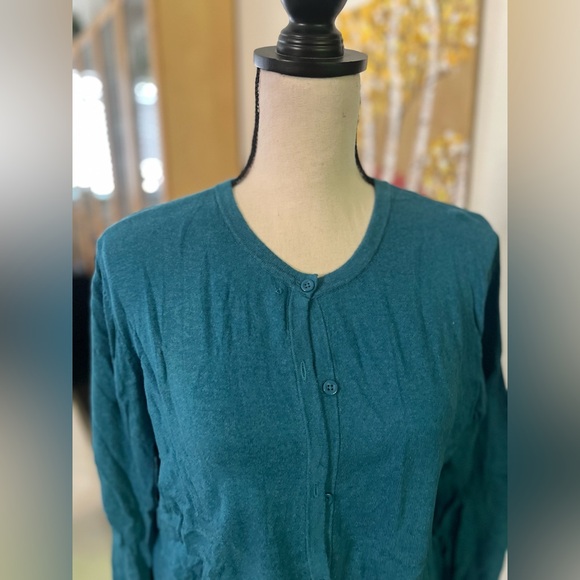Merona - classic teal long sleeve cardigan - Picture 2 of 7